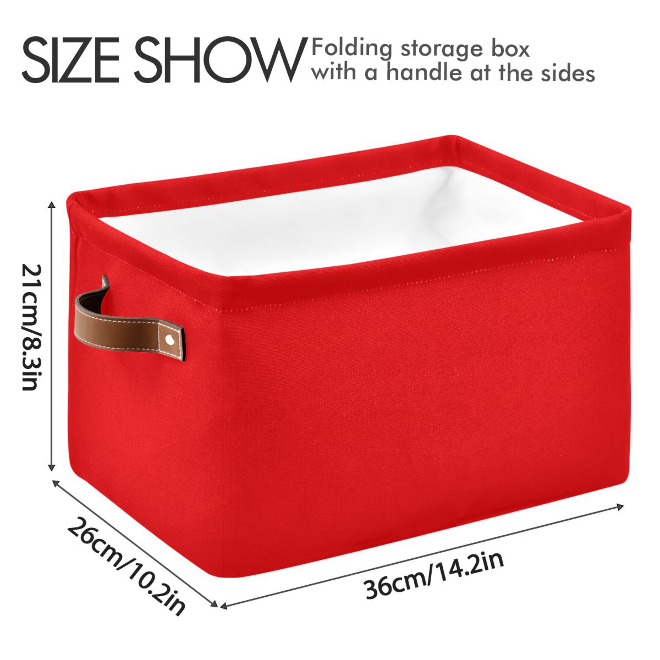 Ryvnso Red Storage Basket Large Bin Foldable Boxes Toys Organizer 14.2x10.2x8.3in 2 PCs