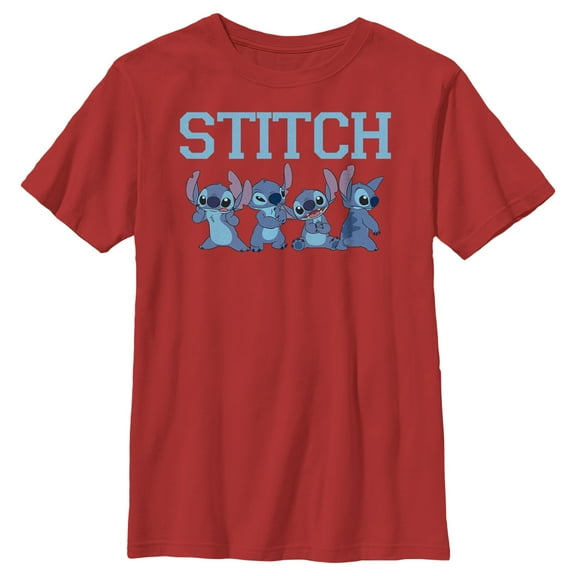 Boy's Lilo & Stitch Faces of Stitch  Graphic Tee Red Small