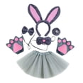 thumbnail image 4 of Conjunto de disfraz de conejo de Pascua Salvador diadema moderna para Cosplay Gris 6 piezas, 4 of 10