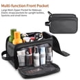 thumbnail image 3 of Large Capacity Toiletry Bag for Men, Leather Hanging Toiletry Organizer Cosmetics Makeup Bag, Black, 3 of 9