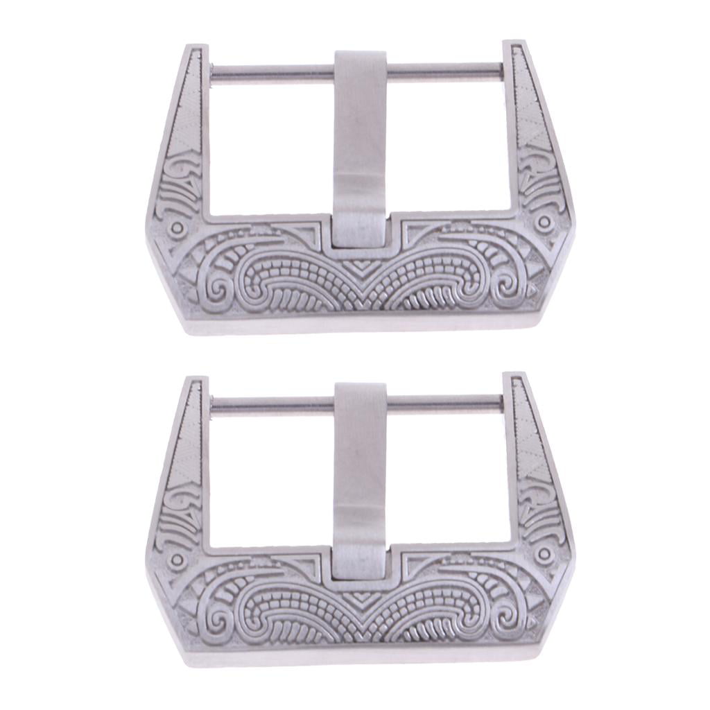 Details about   Watch Stainless Steel Clasps 20 24 26mm Carving Brushed Leather Band Pin Buckle 