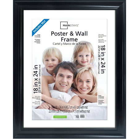 Mainstays 22x28 Matted to 18x24 Wide Poster and Picture Frame, Black