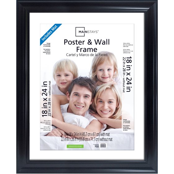 Mainstays 22x28 Matted to 18x24 Wide Poster and Picture Frame, Black