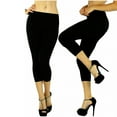 thumbnail image 1 of Womens Sexy Seamless Capri Leggings Stretch Cropped Skinny Long Hot Black, 1 of 6