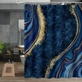 thumbnail image 4 of 4PCS Teal Blue Gold Marble Bathroom Sets with Shower Curtain and Rugs, Abstract Gold Shower Curtain Sets with Rugs for Bathroom, Modern Bathroom Curtains Shower Set Accessories, 4 of 6