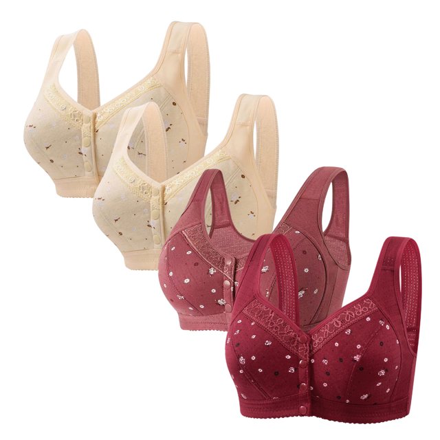 LOVZFMLL Bras for Women 4pc Woman's Comfortable Lace Breathable Bra Underwear No Rims Beige S