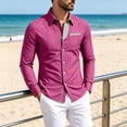thumbnail image 3 of Daiosportswear Men's Casual Long Sleeve Dress Shirts Business Slim Fit Beach Yoga Shirt Button-Down Collar Blouse with Pockets Hot Pink L, 3 of 6