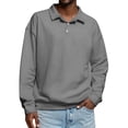thumbnail image 2 of Men's Casual Solid Color Button Long Sleeve Polo Shirt, Henley Collar Sport Top for Gym, Casual Fridays and Everyday Comfort,Gray,4XL, 2 of 7