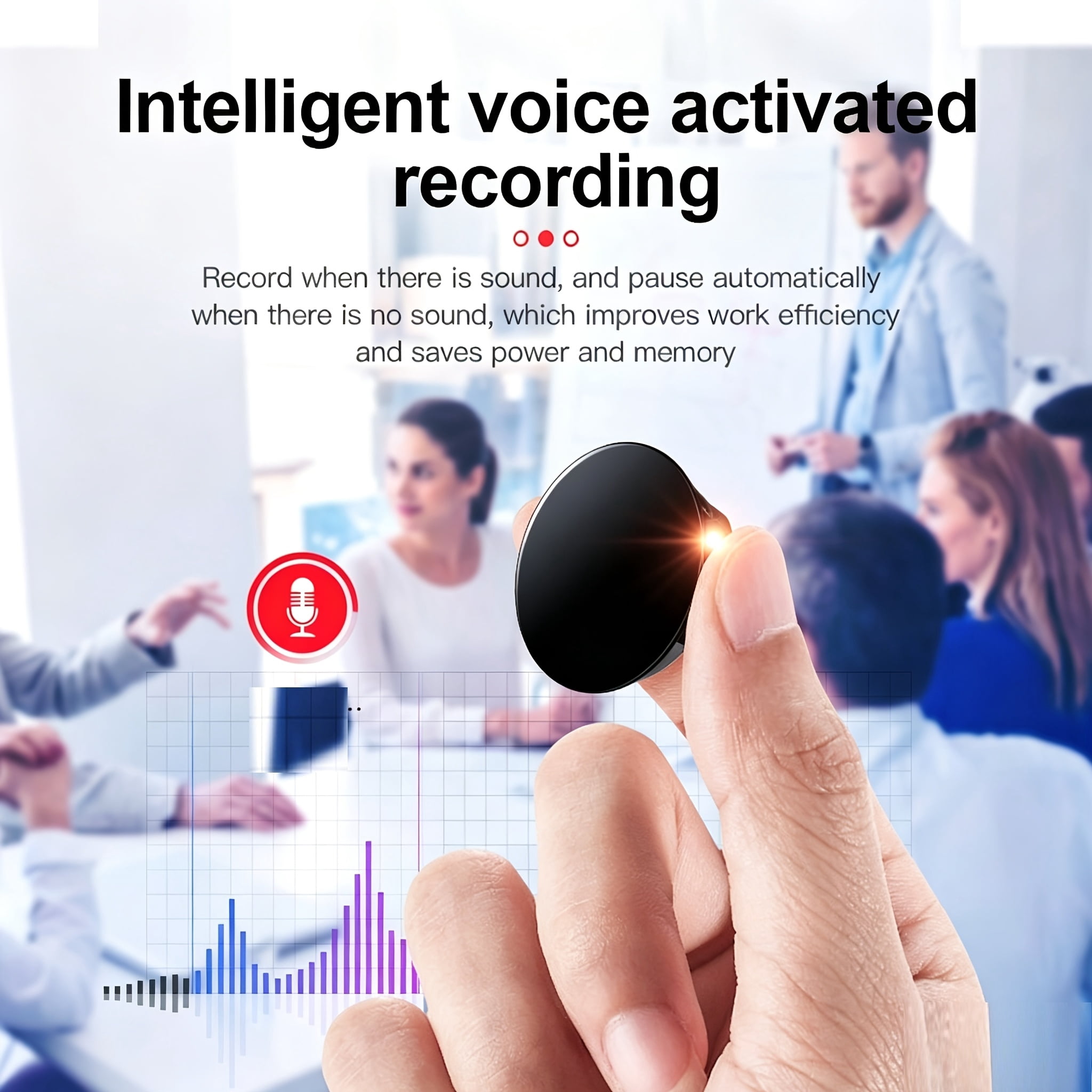 32GB Mini Digital Voice Recorder One-click Recording Micro Brooch Sound Recorder -384Hours 192kbps 120mah Professional Long Distance Voice Recorder MP3 Player, Flashing Indicator Light