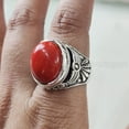 thumbnail image 3 of Coral Mans Ring, Natural Red Coral Ring, Unisex Ring, Silver Jewelry, 925 Silver Ring, Birthday Gift, Heavy Mens Ring, Arabic Design, Ottoman Style Ring, Christmas, Turkey Mens Signet Ring, 3 of 5