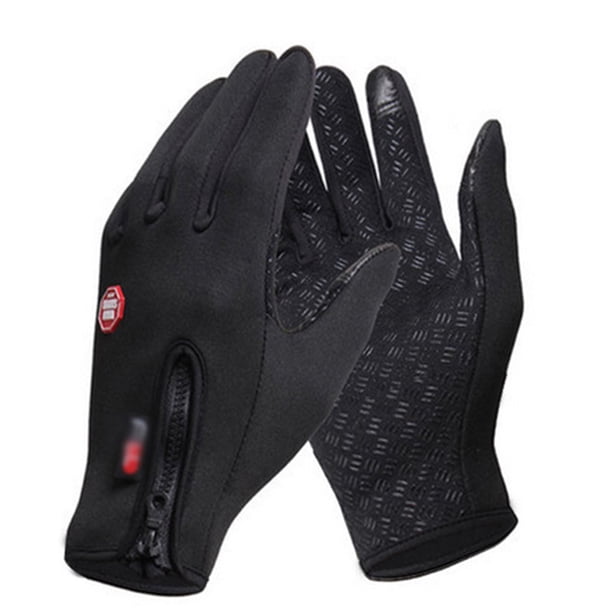 EeaseMX Guantes de invierno cálidos con forro polar para pantalla táctil, resistentes al viento, para hombre y mujer, a la moda, de dedos completos (negro/pequeño)