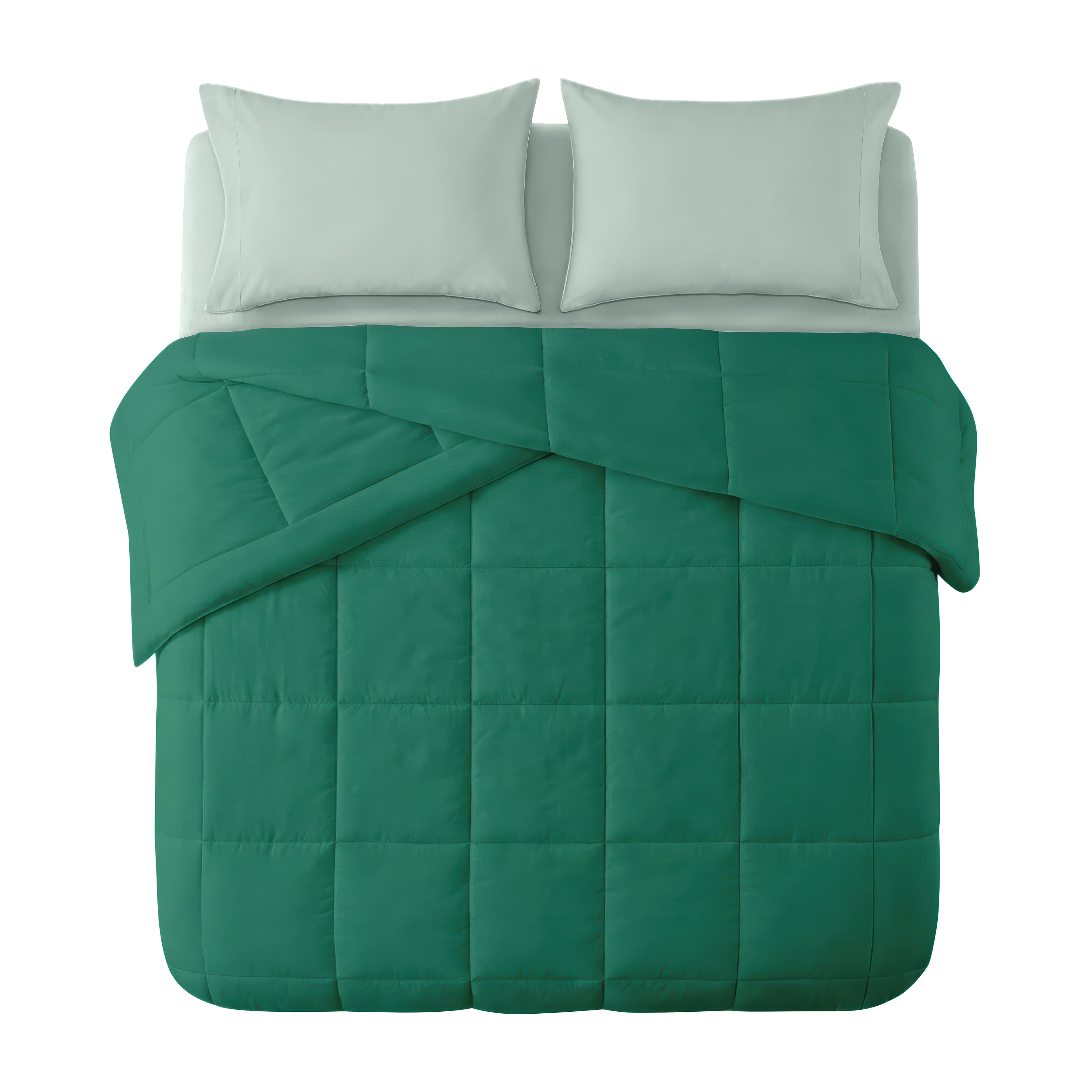 Mainstays All in One Reversible Comforter and Sheet set- 7 Piece, King, Green