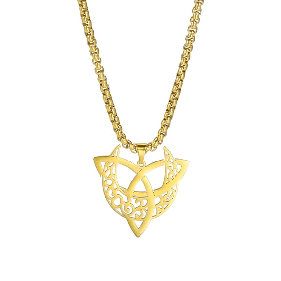 EUEAVAN Viking Celtic Knot Necklaces Moon Pendant Stainless Steel Necklace Jewelry Gift Gold