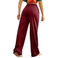 thumbnail image 4 of Akiihool Work Pants for Women Plus Size Womens Casual Flare Leggings with Pocket Bootleg Yoga Pants Crossover Hight Waisted Workout Pants (Red,XXL), 4 of 5