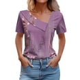 thumbnail image 1 of Birdeem Women Printed Spring/Summer Short Sleeved Shirt Printed Button Casual T-Shirt Top, 1 of 12