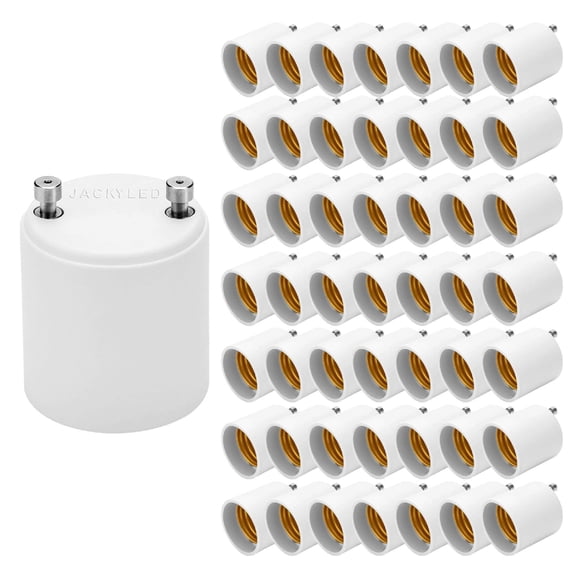 JACKYLED Adaptateur GU24 vers E26 E27 Lot de 50 Résistant à la Chaleur jusqu'à 392 Résistant au Feu Convertit GU24 Fixation Bi-Pin en Douille à Visser Standard E26 E27
