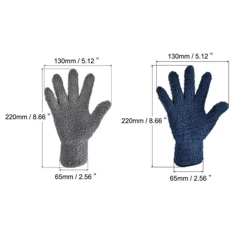 Unique Bargains Dusting Cleaning Gloves Microfiber Mittens Dark, Blue Gray