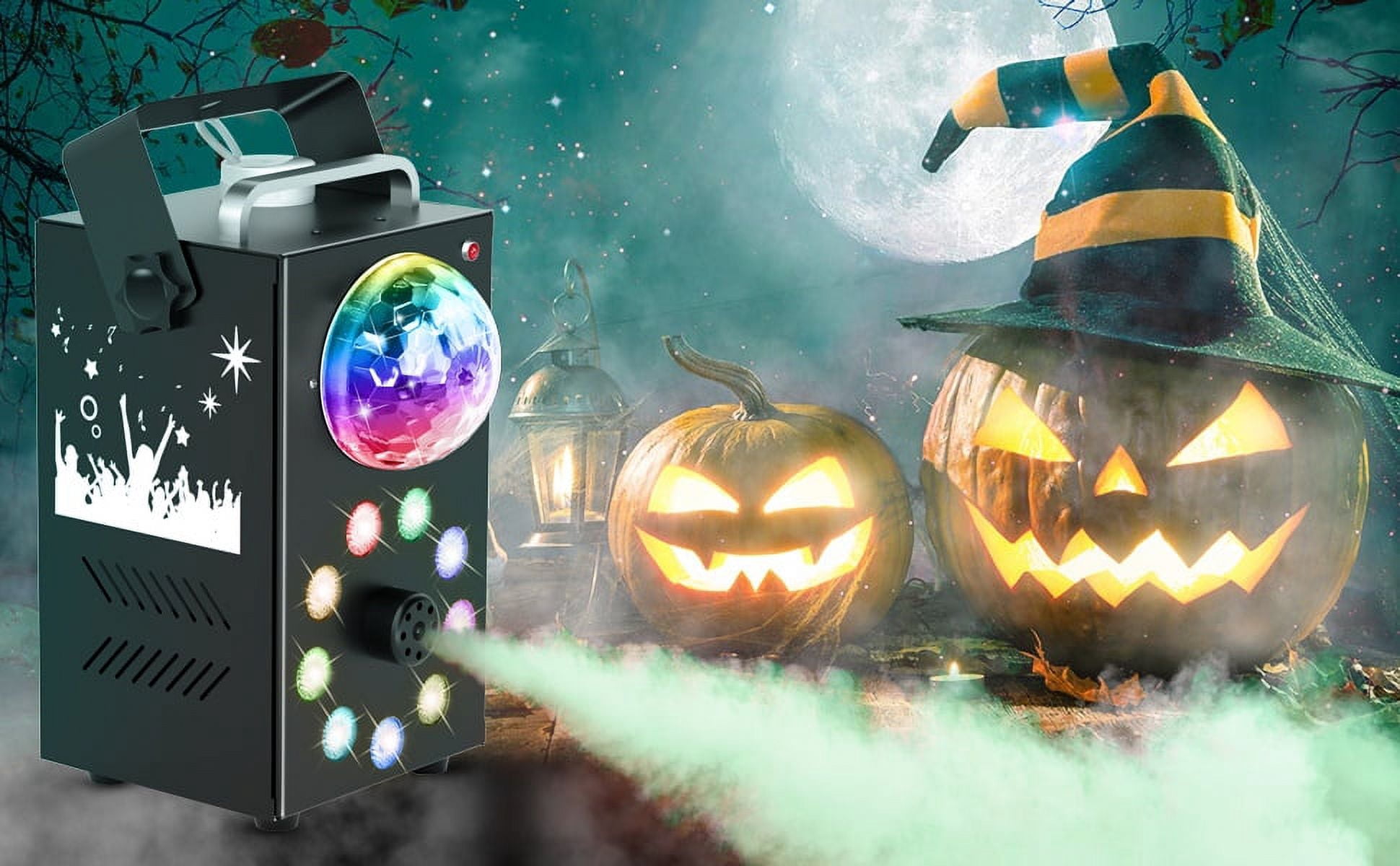 Fog Machine, 700W Smoke Machine with 3500 CFM Fog, 9 LED Colorful Lights and Disco Ball Light with Auto & Strobe Effect, Halloween Fog Machine with Remote Control for Stage Party DJ Concert Wedding