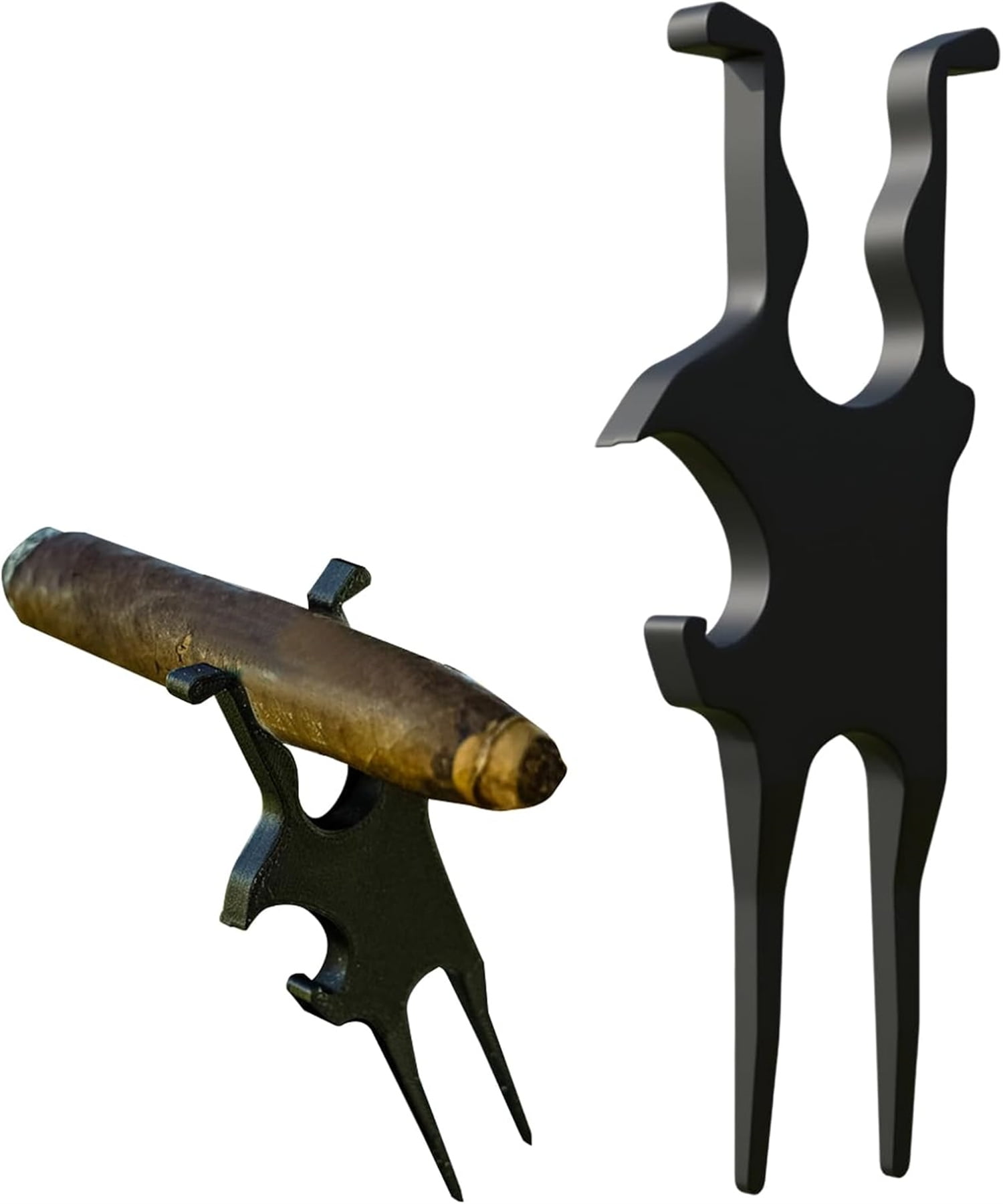 Golf Multi-Tool – Magnetic Cigar Holder for Golf Cart, Cigar Clamp, Beer Shotgun, Divot Tool and Ball Marker