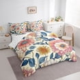 thumbnail image 3 of Manfei Vintage Flowers 7 Pieces Bedding Comforter Set,Retro Rustic Floral Full Bedding Set,Pink Beige Fitted Sheet Flat Sheet For Men Women,Luxury Bedroom Decor Reversible, 3 of 8