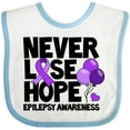 thumbnail image 3 of Inktastic Never Lose Hope Epilepsy Awareness with Balloons and Purple Ribbon Boys or Girls Baby Bib, 3 of 4