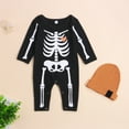 thumbnail image 6 of Douhoow Halloween Baby Boys Romper Infant Long Sleeve Skeleton Jumpsuit + Hat, 6 of 9