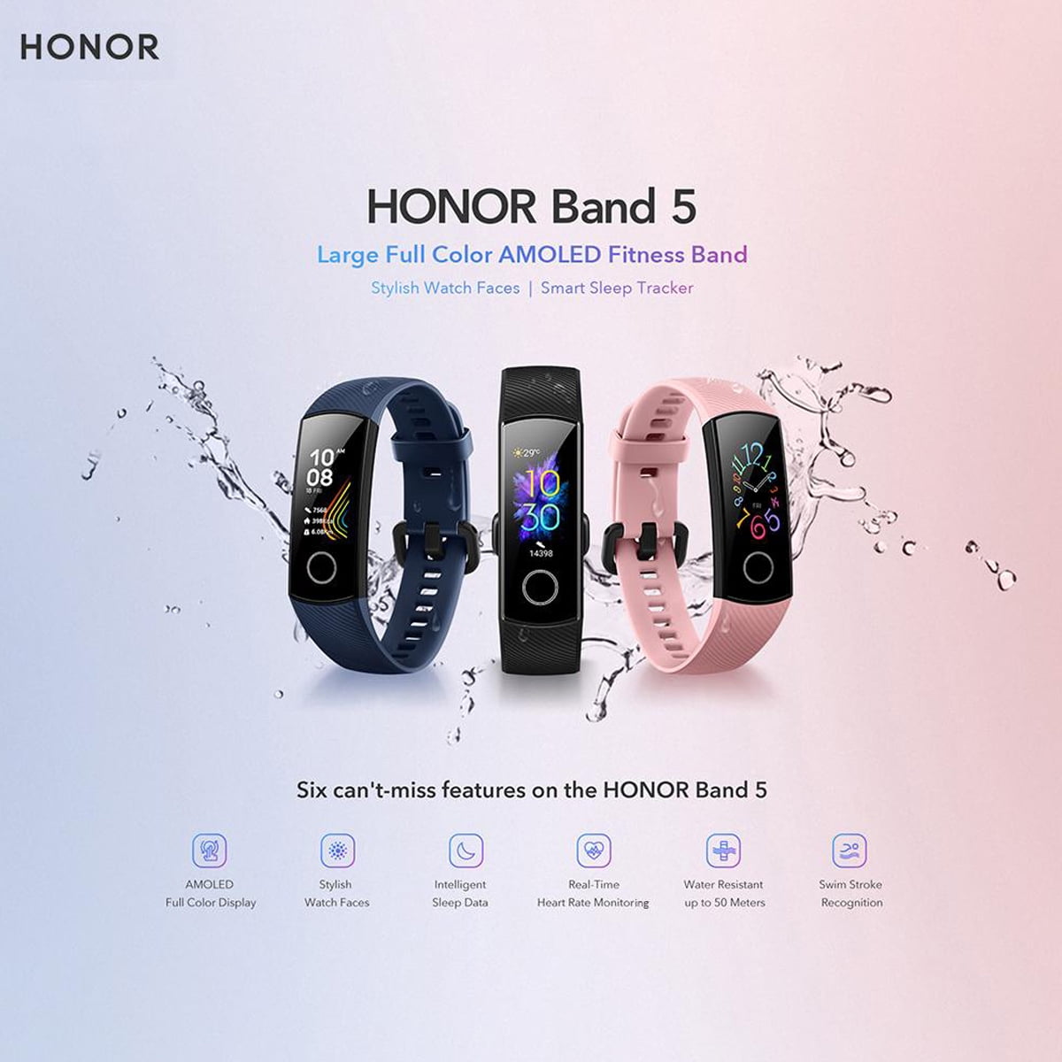 Honor Band Smart Watch BT Huawei TruSleep Tracking Phone Locate Heart  Rate Monitoring Multiple Sports Modes Wristwatch Sports Fitness Tracker