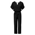 thumbnail image 5 of WENWU Women's Jumpsuit Short Sleeve V Neck Casual Romper Playsuit Elegant Loose Overalls for Streetwear Dating Shopping plus Size Rompers for Women Short Jumpsuits for Women Strapless, 5 of 5