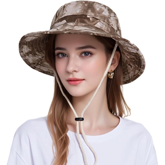 Women's Summer UV Protection Sun Hat Wide Brim Tie Dye Bucket Hat for Outdoor Beach Fishing Gardening