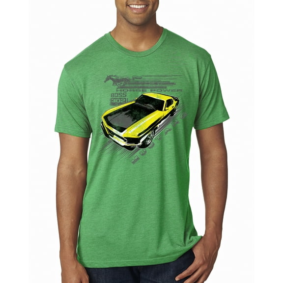 Wild Bobby, Ford Boss 302 Mustang Horse Power Retro, Cars and Trucks, Men Premium Tri Blend Tee, Envy, Small
