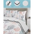 thumbnail image 4 of Quilts Twin Size Bedding Set, Red Grey Coastal Lightweight Quilted Comforter, Nautical Summer Beach Coral Sea Turtle Soft Reversible Bedspread Coverlet with Pillow Covers for All Season, 68" x 86", 4 of 7