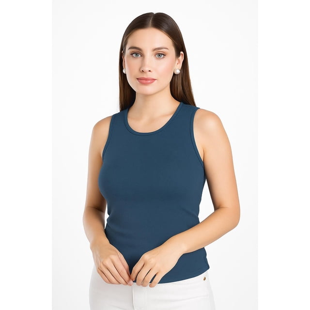 Blusa de canalé sin mangas /Juvenil, 0282 (Azul marino) azul marino CH