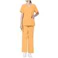 thumbnail image 2 of Hanen Basic Scrub Set for Women - Slim V-Neck Scrub Top & Multi Pocket Skinny Cargo Scrub Pants, 2 of 7