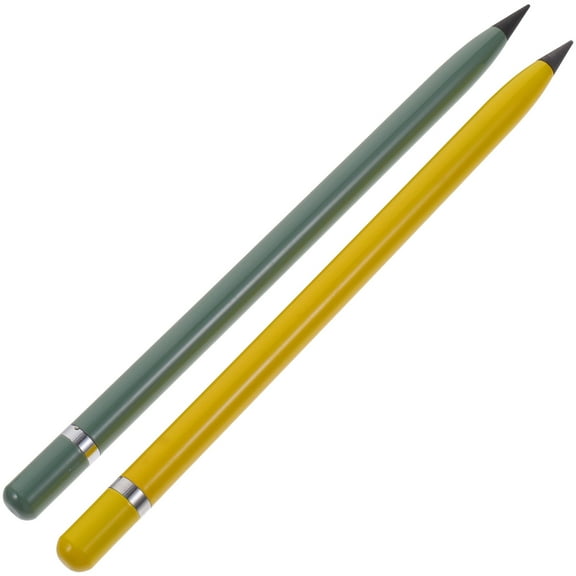 2Pcs Metal Inkless Pen Metallic Pencil Forever Pencil Erasable for Writing Drawing Drafting