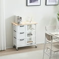 thumbnail image 5 of Ktaxon Wood Kitchen Trolley Cart Rolling Kitchen Island Cart Bar Cabinet Table with Drawers and Shelf White, 5 of 10