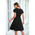 thumbnail image 3 of Owin Robe de Cocktail Élégante pour Femme à Manches Courtes à Volants, Évasée, Décontractée, Évasée, Ligne A, Formelle, Invitée de Mariage, 3 of 5