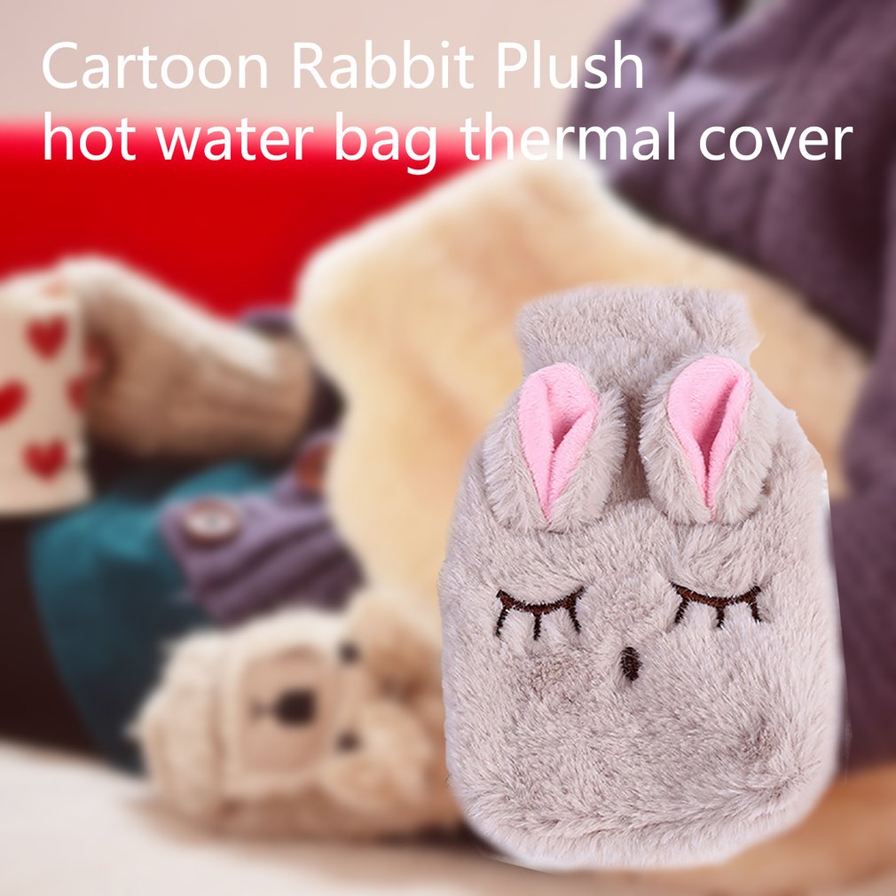 Winter Cartoon Rabbit Hot Water Bottle PVC Stress Pain Relief Hot Water