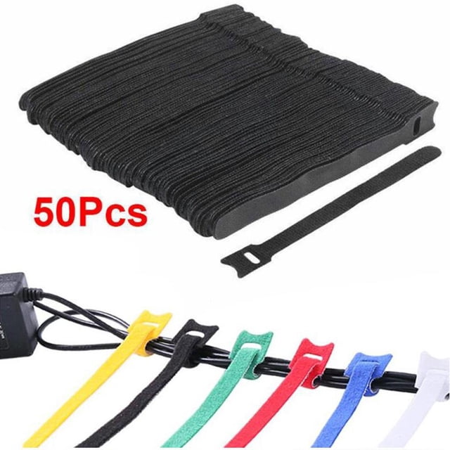 50 piezas multifuncionales correas y organizador s de extensión para auriculares, ratón, cables, - Negro 12x150mm shamjiam soporte para cable de extensión