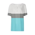 thumbnail image 3 of Oplxuo Womens Summer Tops 2025 Dressy Casual V Neck Button Henley Shirt Color Block Patchwork Tee Blouse Tunic Cotton Tshirt, 3 of 4