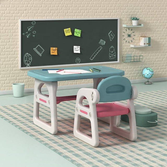 Muebles para bebés, mesa de estudio con silla, jardín de infantes, mesa y silla de plástico para niños Sincero Hogar