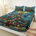 thumbnail image 3 of Manfei Kids Funny Christmas Tree Bed Sheets 4 Pieces, Merry Xmas King Sheets, Geometric Painting Sheet Set, Microfiber Bedroom Decor, 3 of 7