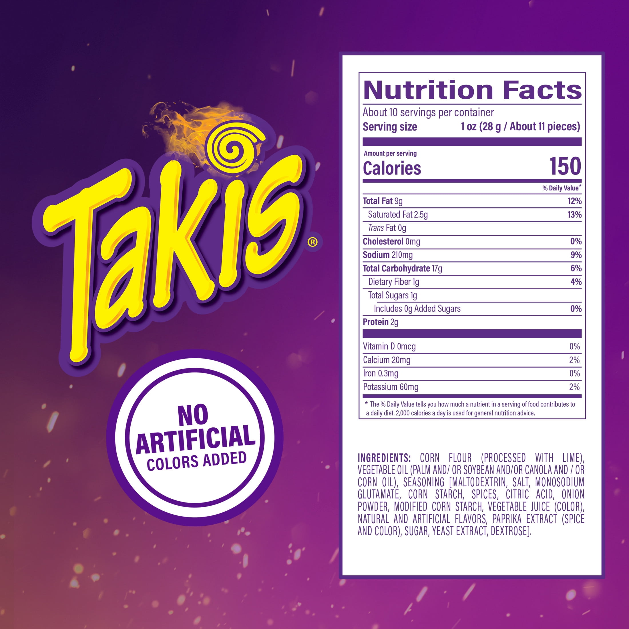 Takis Crunchy Fajitas 9.9 oz Sharing Size Bag, Fajita Rolled Tortilla Chips