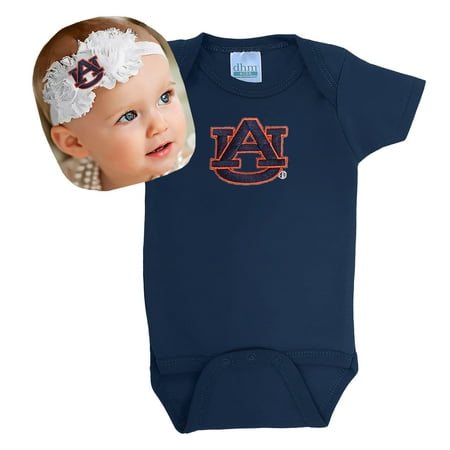 - Auburn Tigers Baby Bodysuit and Shabby Flower Headband Set