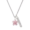 thumbnail image 1 of Delight Jewelry Silvertone Pink Plumeria Flower Silvertone Sisters Best Friends Forever Bar Charm Necklace, 23", 1 of 4