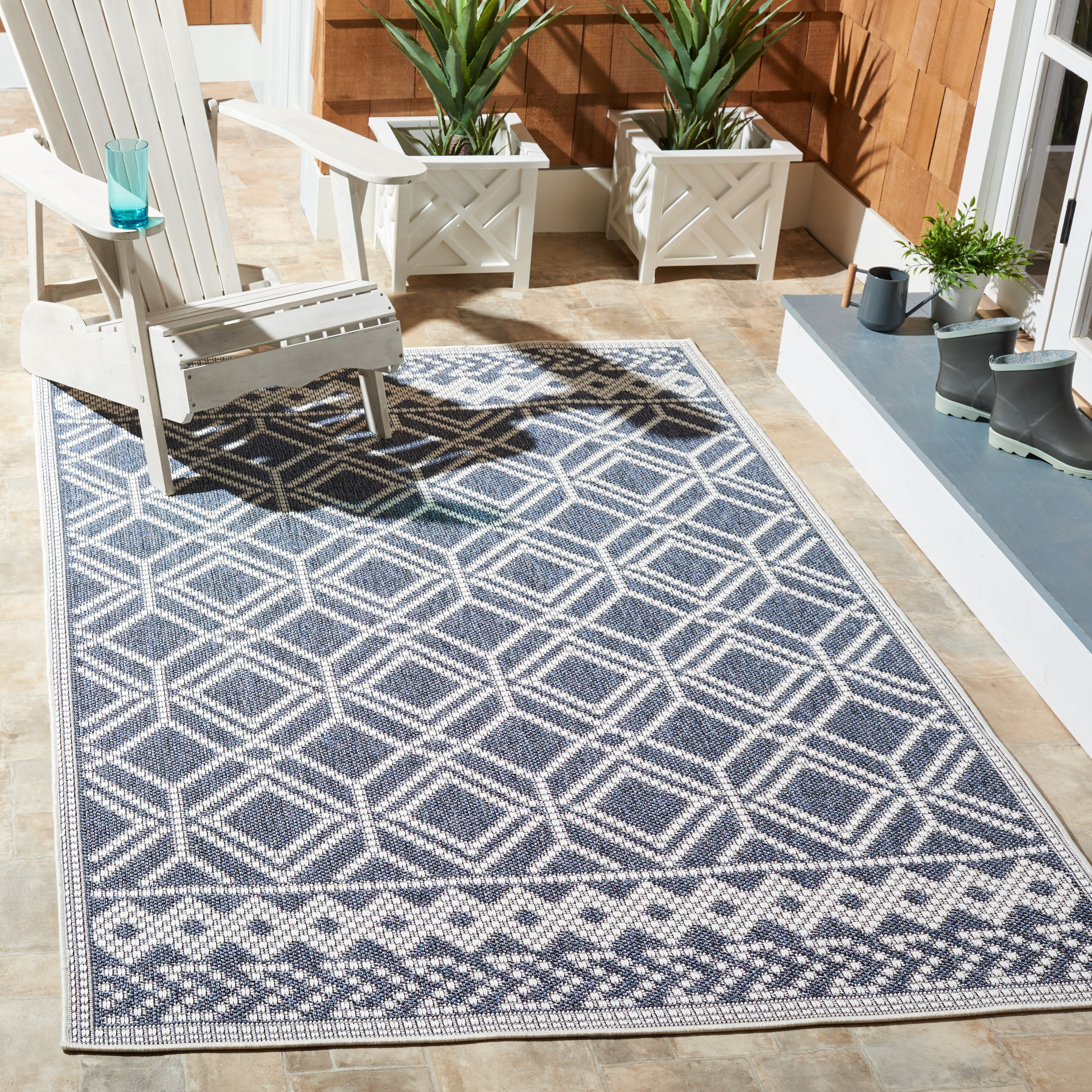 SAFAVIEH Martha Stewart Stacy Southwestern Machine Washable Indoor/Outdoor Area Rug, Grey/Ivory, 8' x 10'
