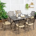 thumbnail image 2 of Outsunny Patio Dining Set Cast Aluminum 7 Pieces Outdoor Table Set, Khaki, 2 of 10