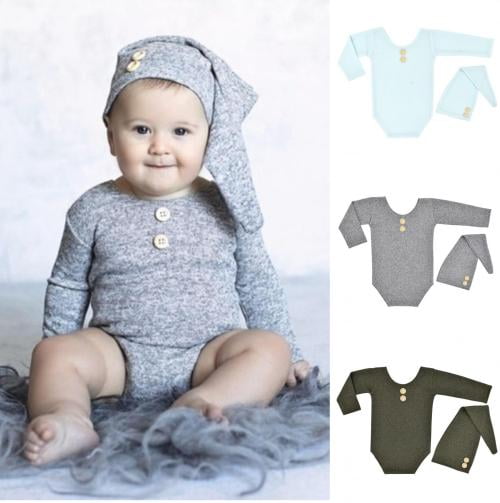 Zhaomeidaxi 2Pcs/Set Newborn Baby Boy Girl Clothes Knitted Cotton