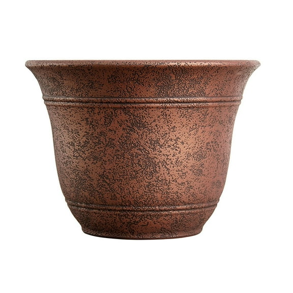 Listo SRA13001P05 13-Inch Round Outdoor Resin Sierra Planter, Rustic Redstone