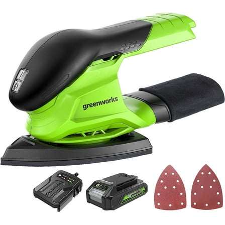 Greenworks 24V Cordless Finishing Sander 11,000 OPM with 2Ah Battery and Charger 3101202