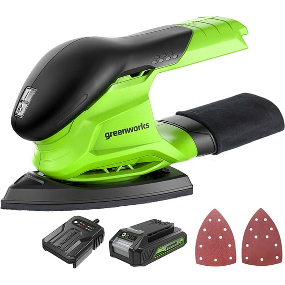 Greenworks 24V Cordless Finishing Sander 11,000 OPM with 2Ah Battery and Charger 3101202